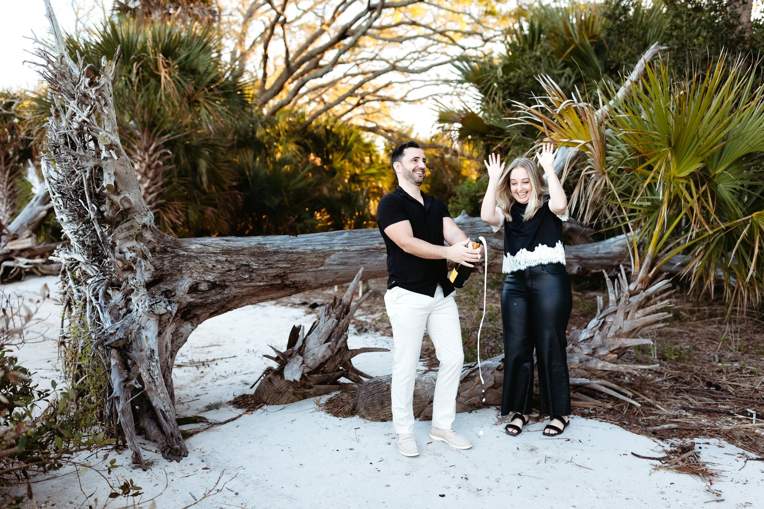 close, candid moment of newly engaged couple near St. Augustine