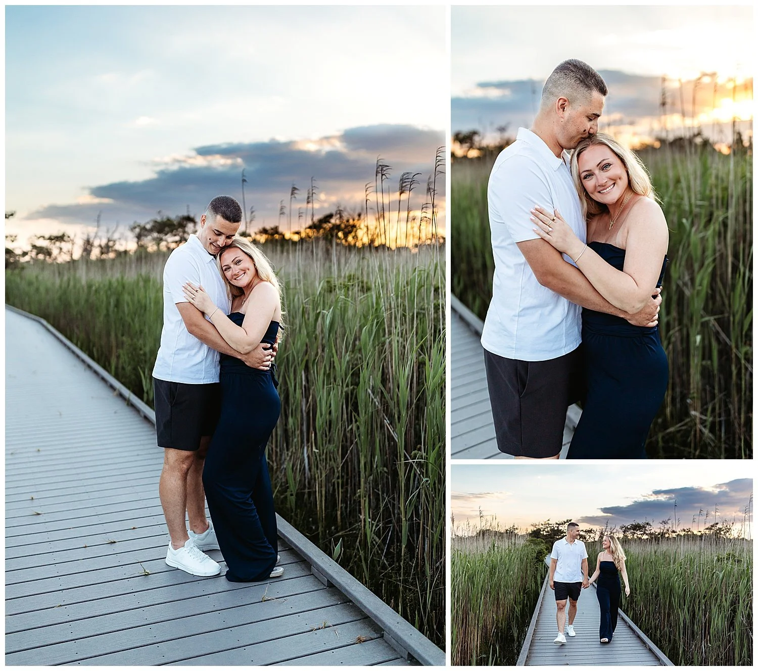 couple embraced at sunset on a nature path