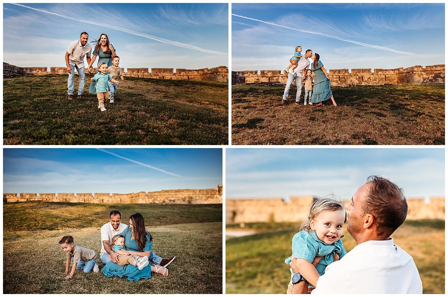 family at the fort in st augustine for holiday mini session photos
