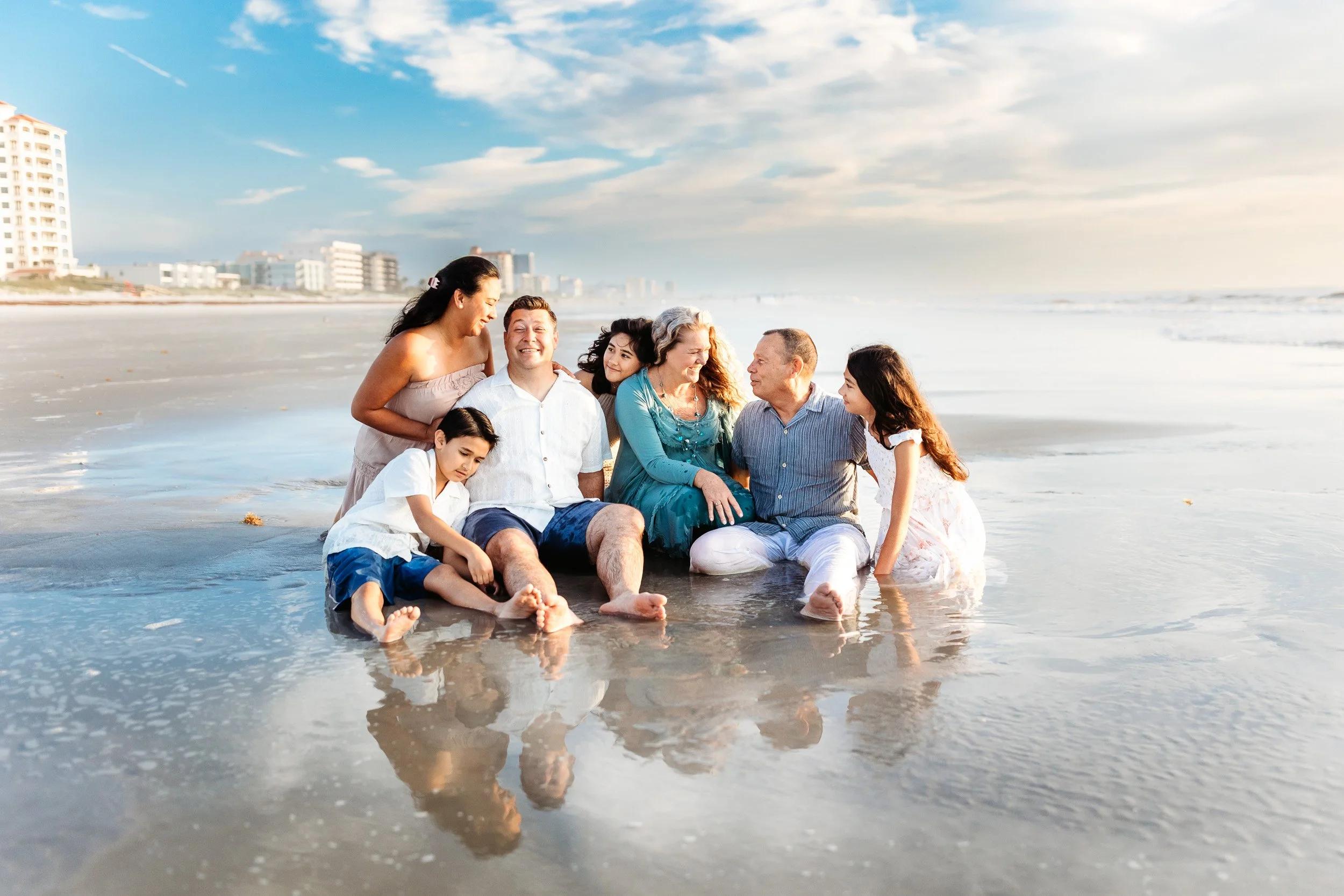 family state din a tide pool cuddling up on grandparents