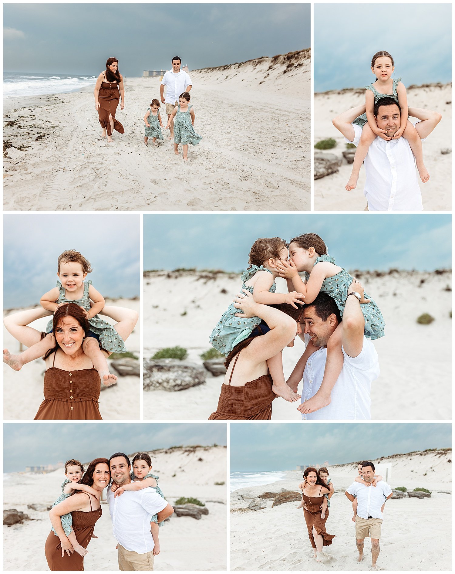 “Neutral outfit colors for a beach family photo session in Florida