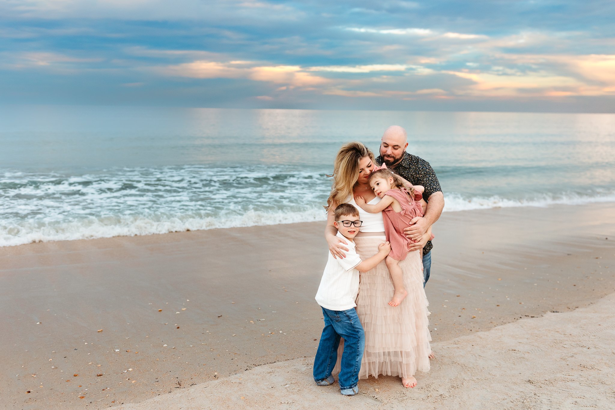 A peaceful parent and child moment at the beach in Palm Coast.