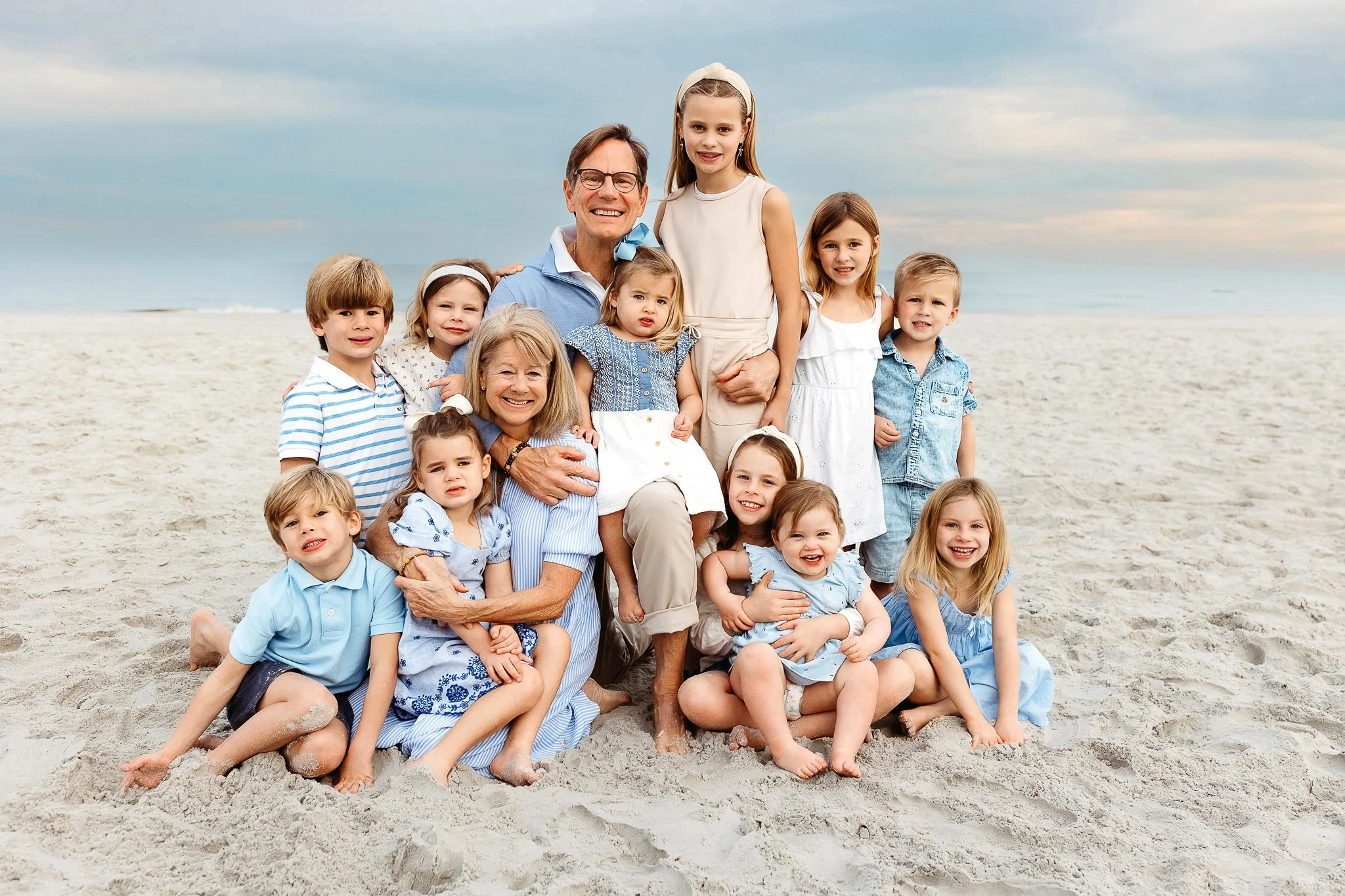 Granddaughters kissing their grandmother during a St. Augustine beach session
