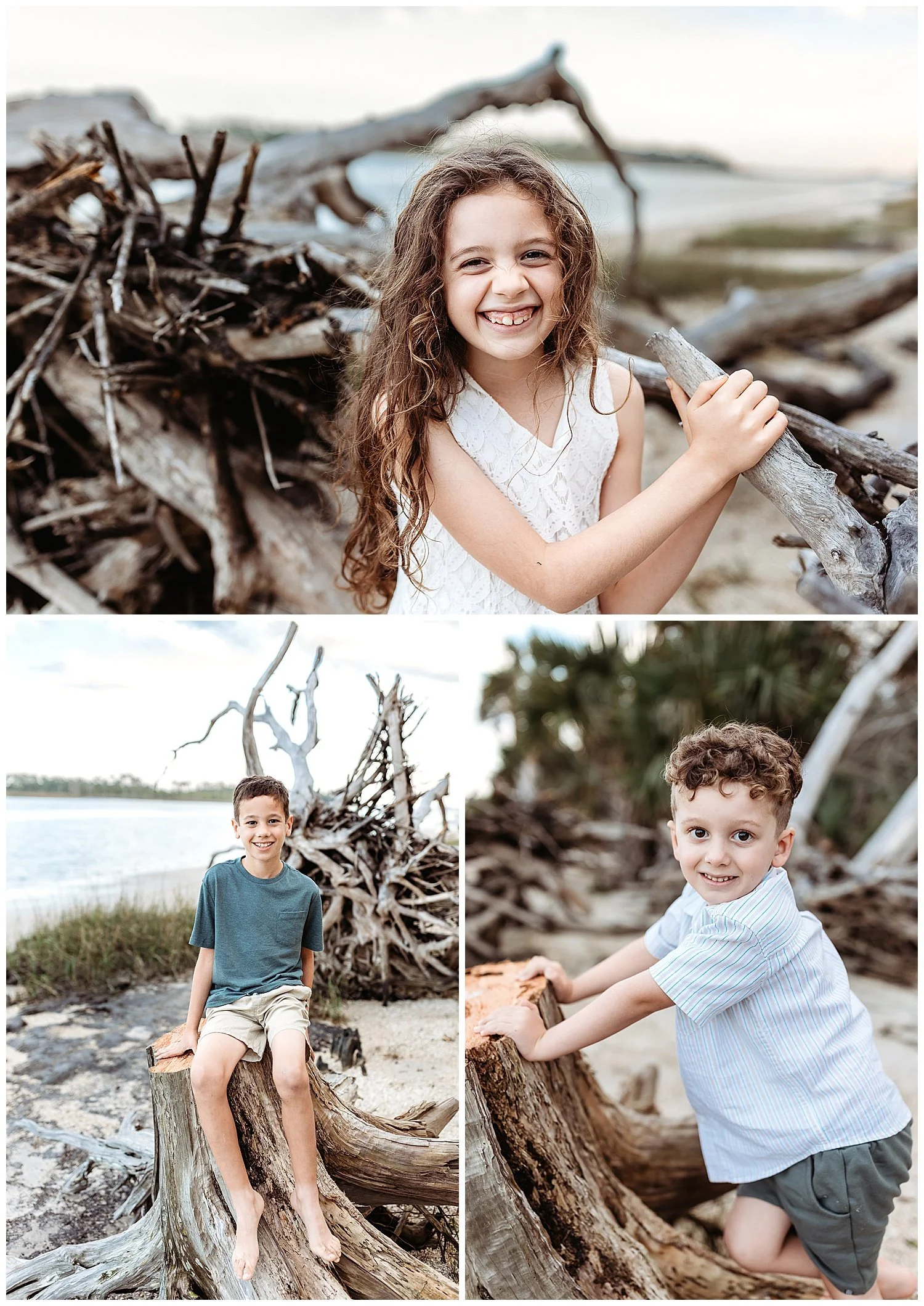 Family with young children during relaxed outdoor photo session in St Johns County Florida