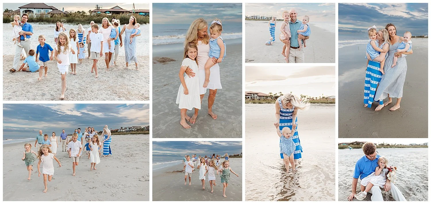 Family playing near the water at the end of their Ponte Vedra Beach photo session