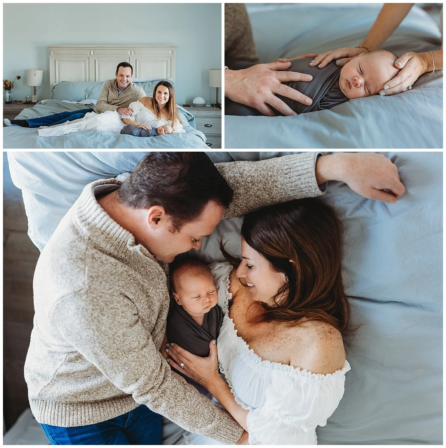Family cuddling newborn in nursery during Ponte Vedra newborn photography session