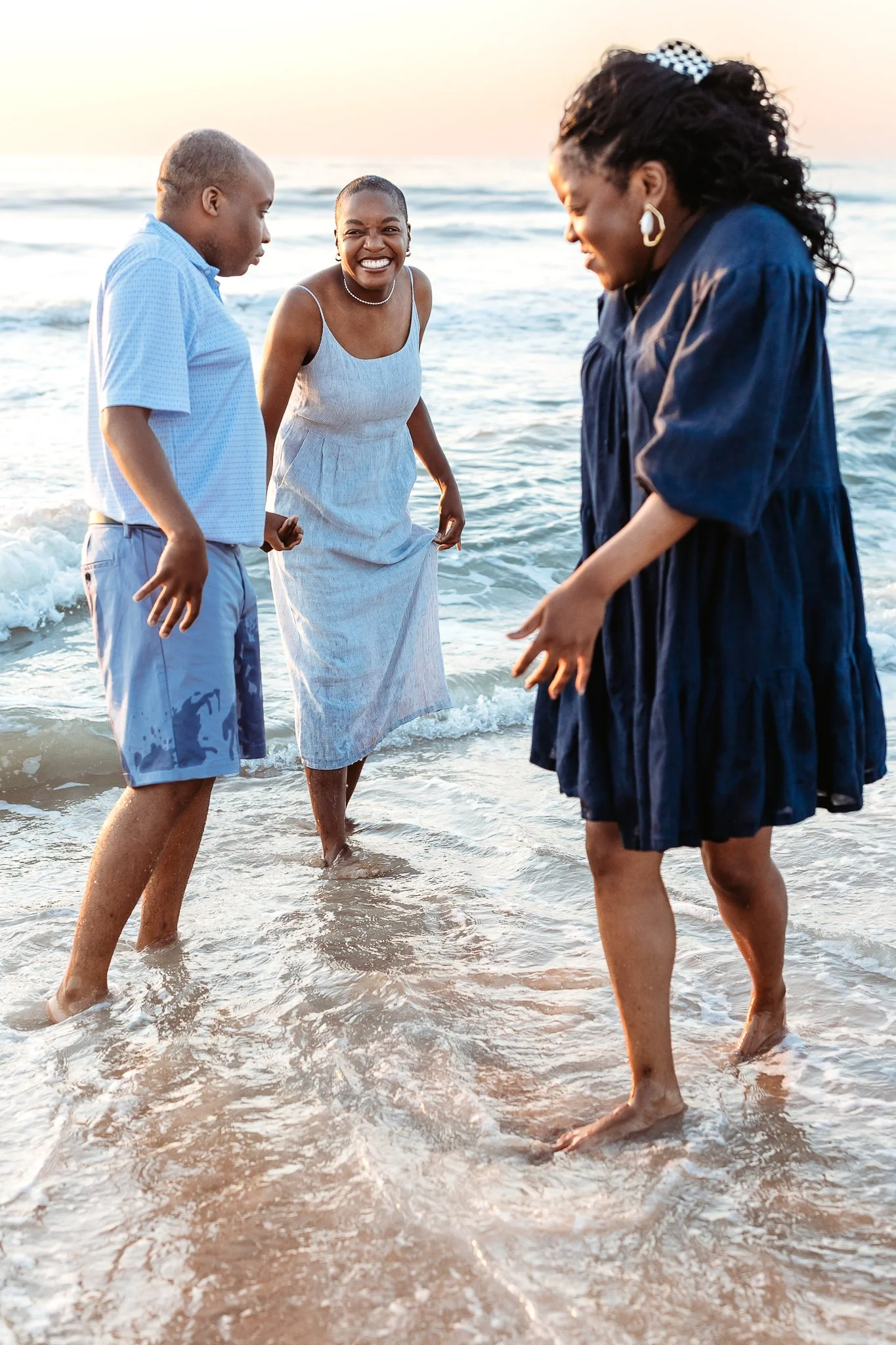 kids running and playing freely during an early morning beach photography session