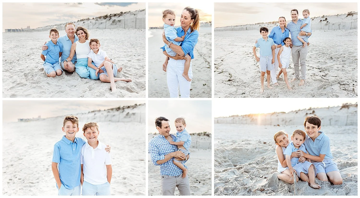 Natural, candid beach photo of extended family visiting St. Augustine for summer vacation