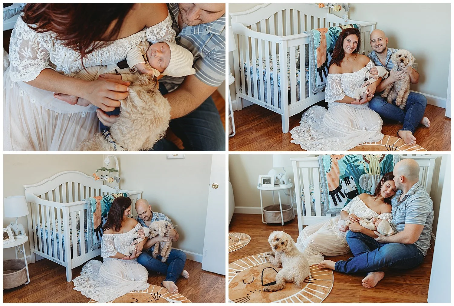 Family relaxing together during Ponte Vedra in-home newborn photography session