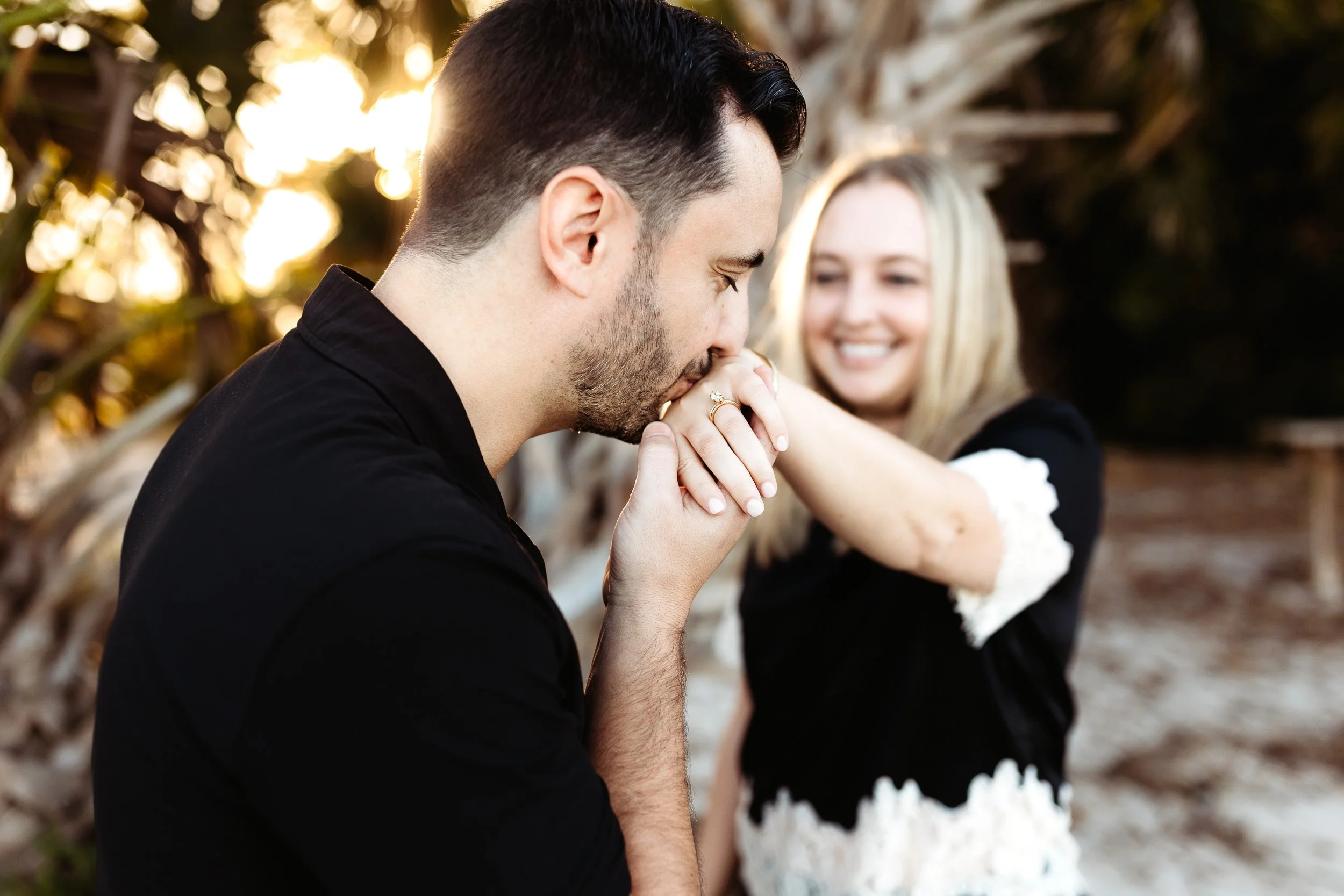 engagement ring detail in natural light after proposal