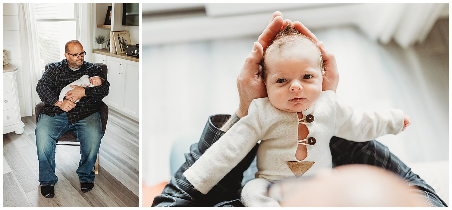 Relaxed family newborn photo with toddler and baby during in-home session in Northeast Florida