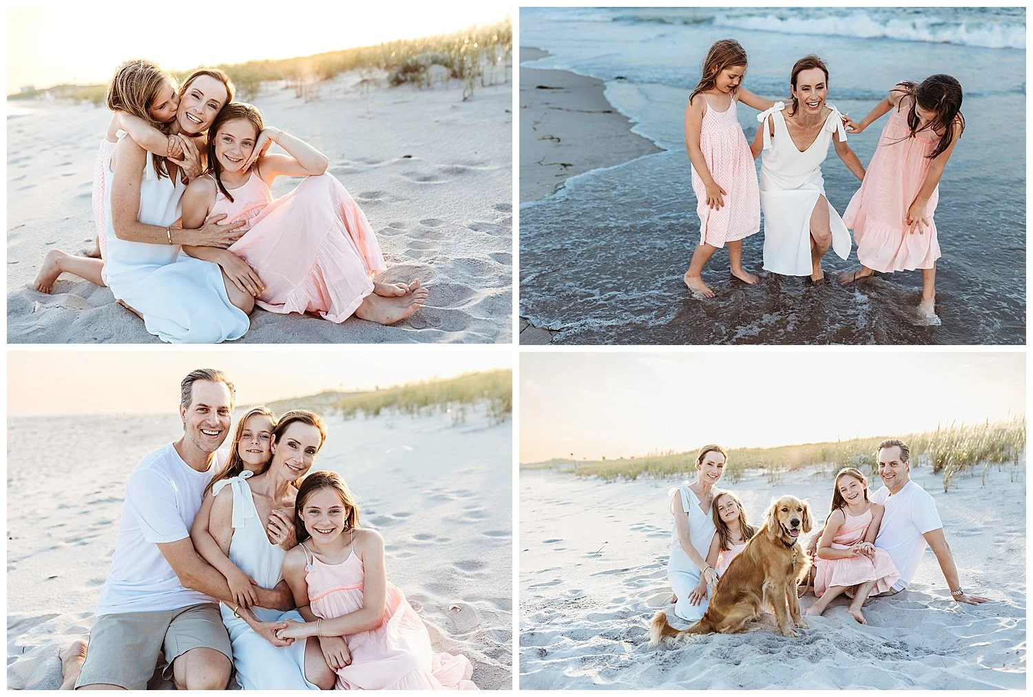 mom laughing in the ocean with her girls