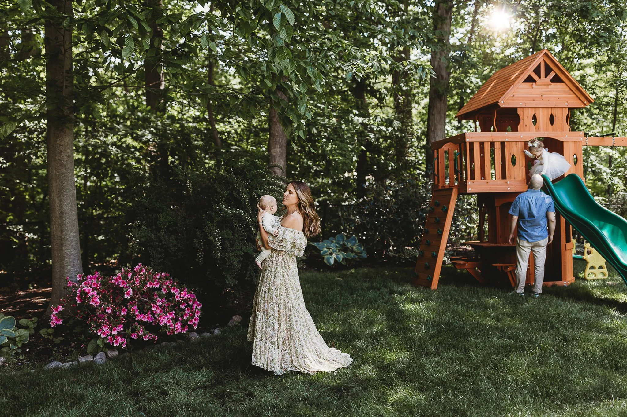 toddler running at playground in St. Augustine Florida during family session