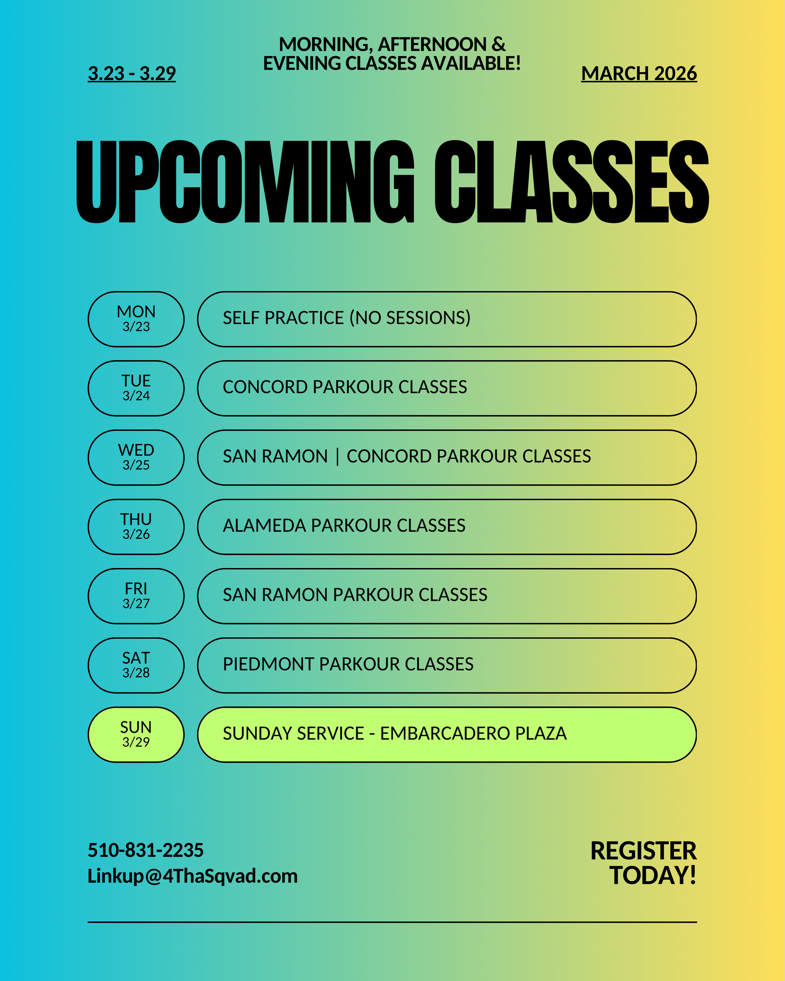 Mar 23 - Mar 29 Schedule