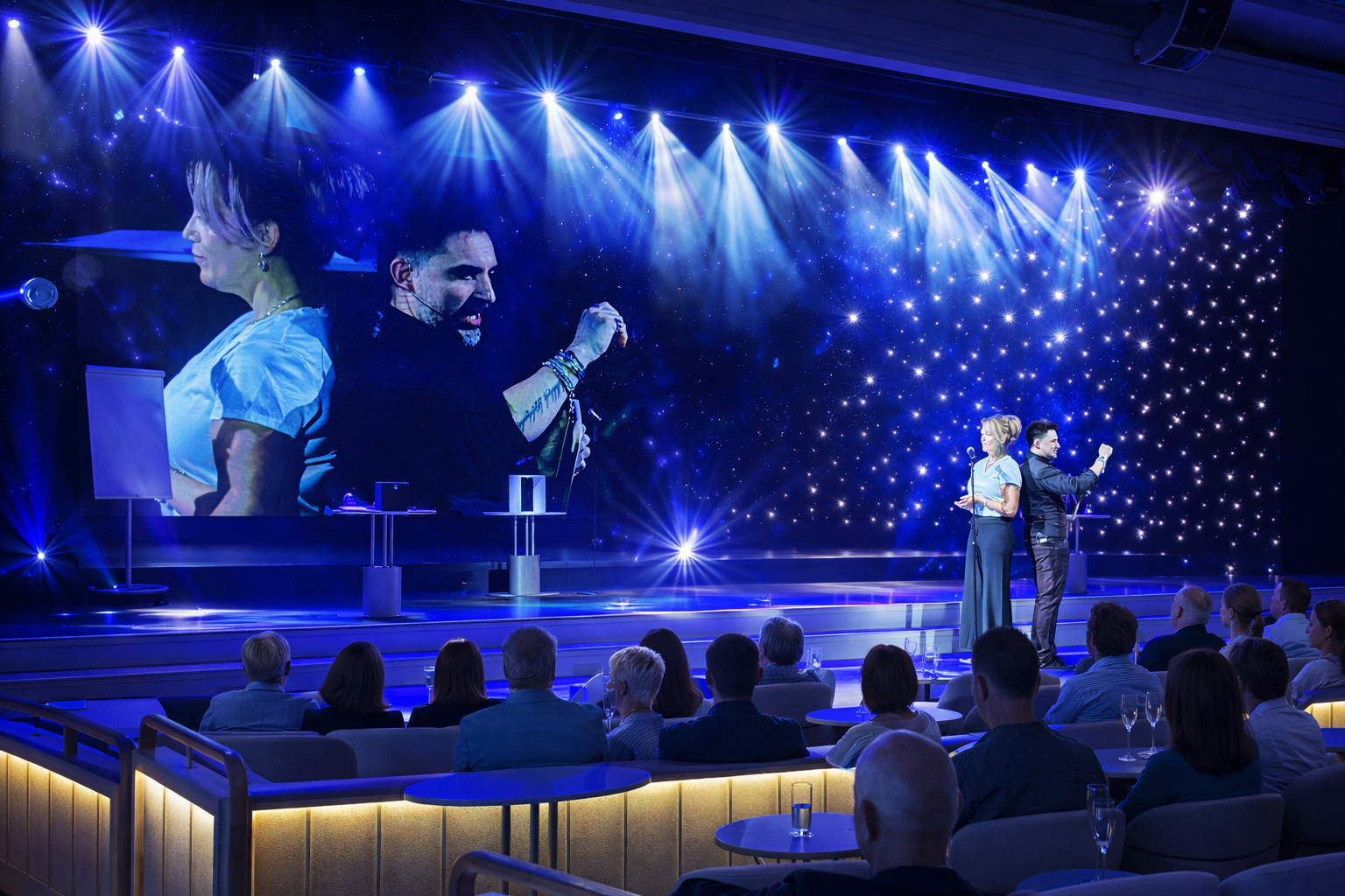 Mentalist Riccardo Berdini performing a Stage Mentalism Show for a corporate Event in Los Angeles, California