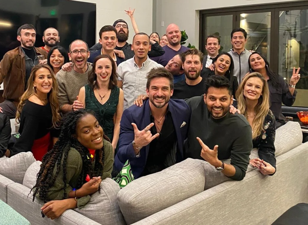 Riccardo Berdini los angeles mentalist performing a magic and mentalism show at Jay Shetty corporate party in Beverly Hills, Los Angeles, California