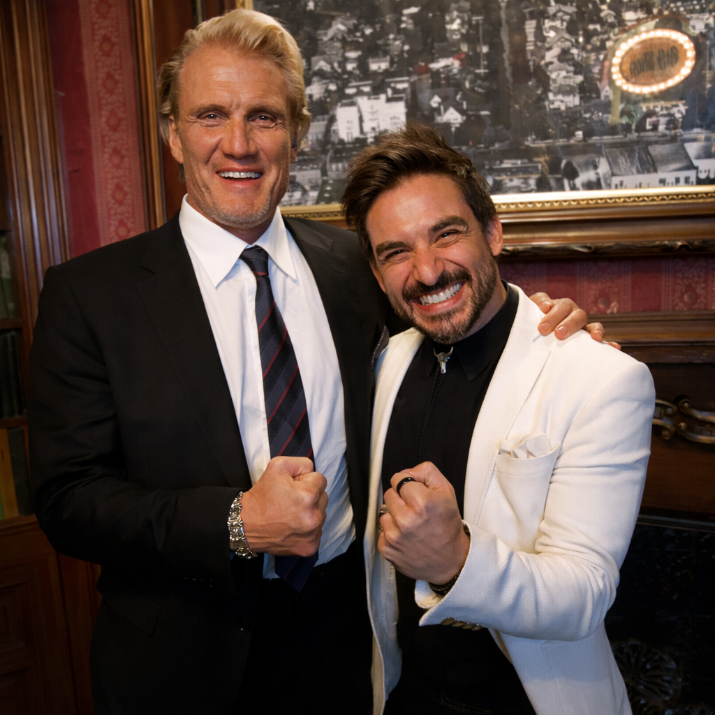 Riccardo Berdini and Dolph Lundgren at the Magic Castle in Hollywood, Los Angeles, California