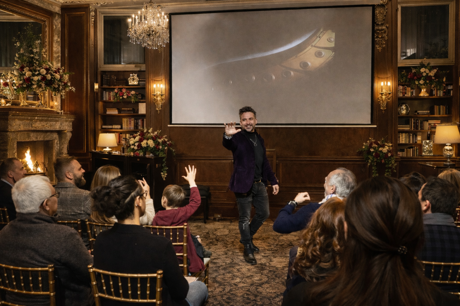 Riccardo Berdini performs a parlor magic and mentalism show in Los Angeles, California
