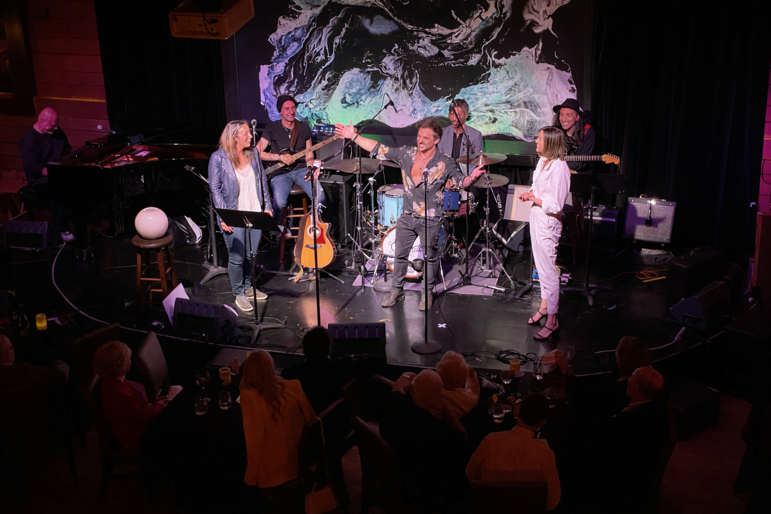 Riccardo Berdini performing a Magic and Music show at the Vibrato, in Bel Air,  Los Angeles, California