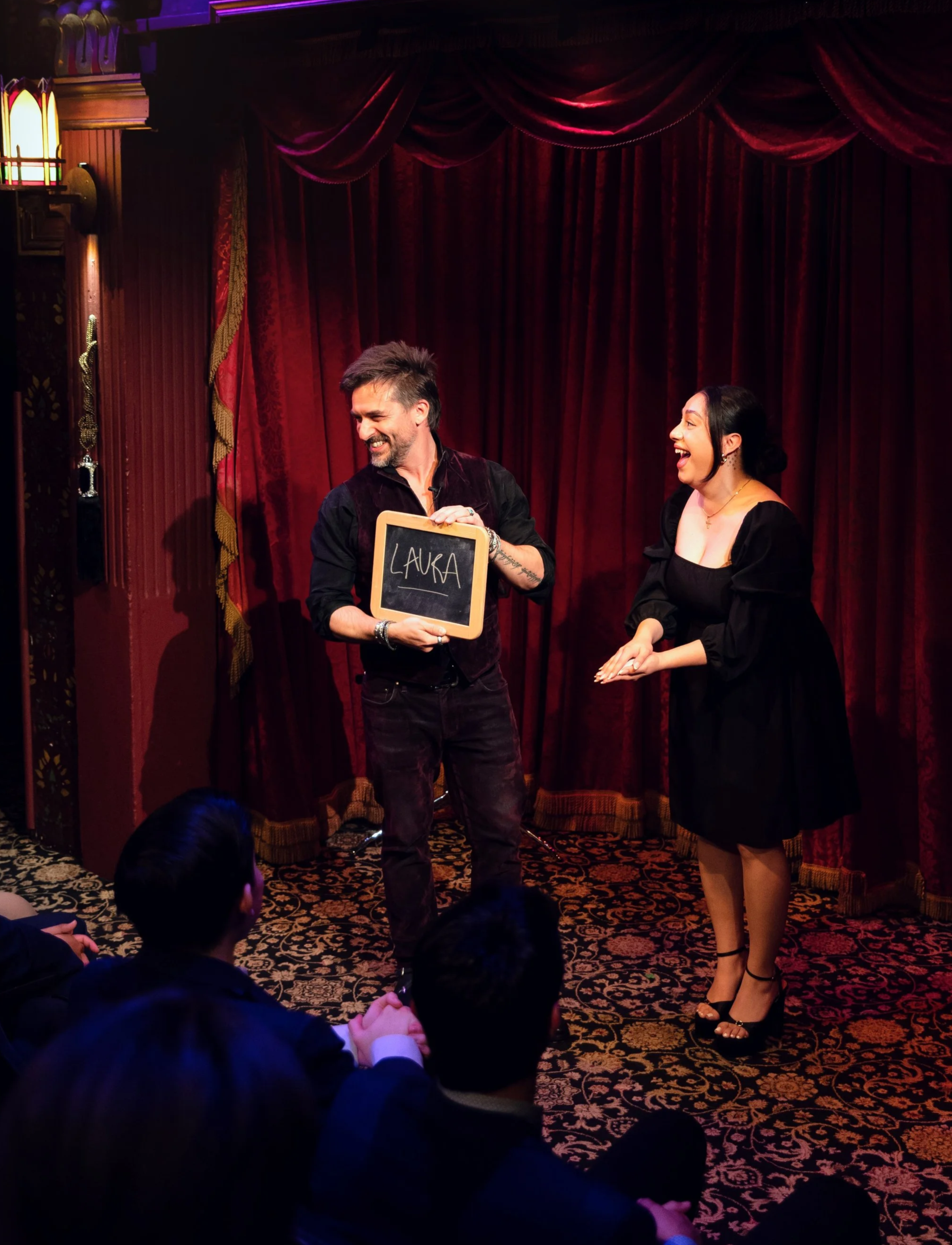 Riccardo Berdini performs a parlor magic and mentalism show at the Magic Castle in Los Angeles, California