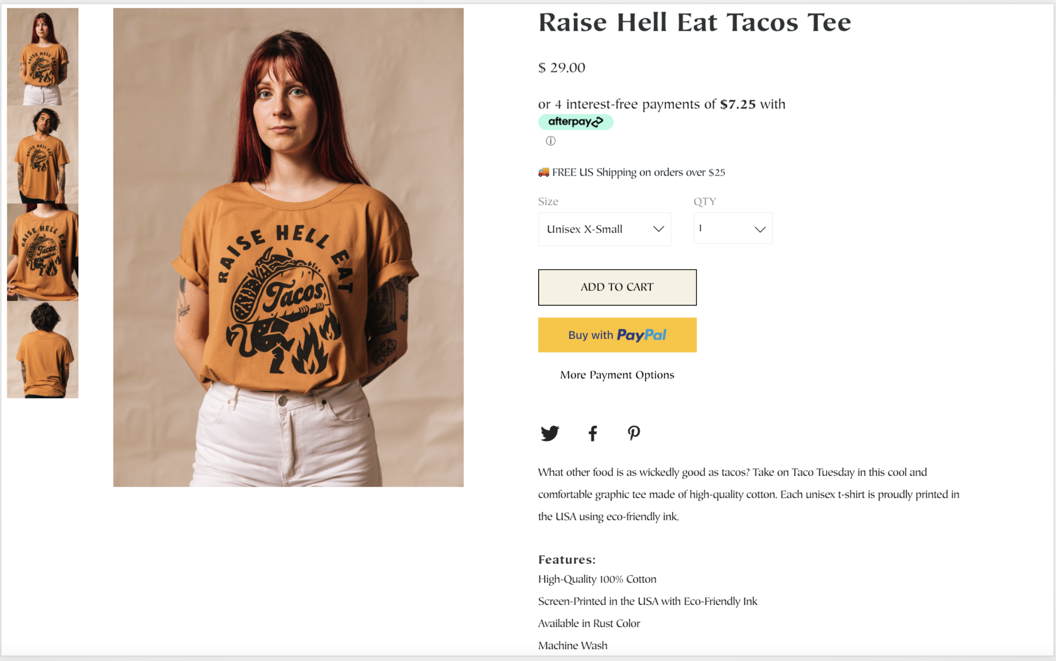 Pyknic Product Descriptions (Raise Hell Eat Tacos Tee).png