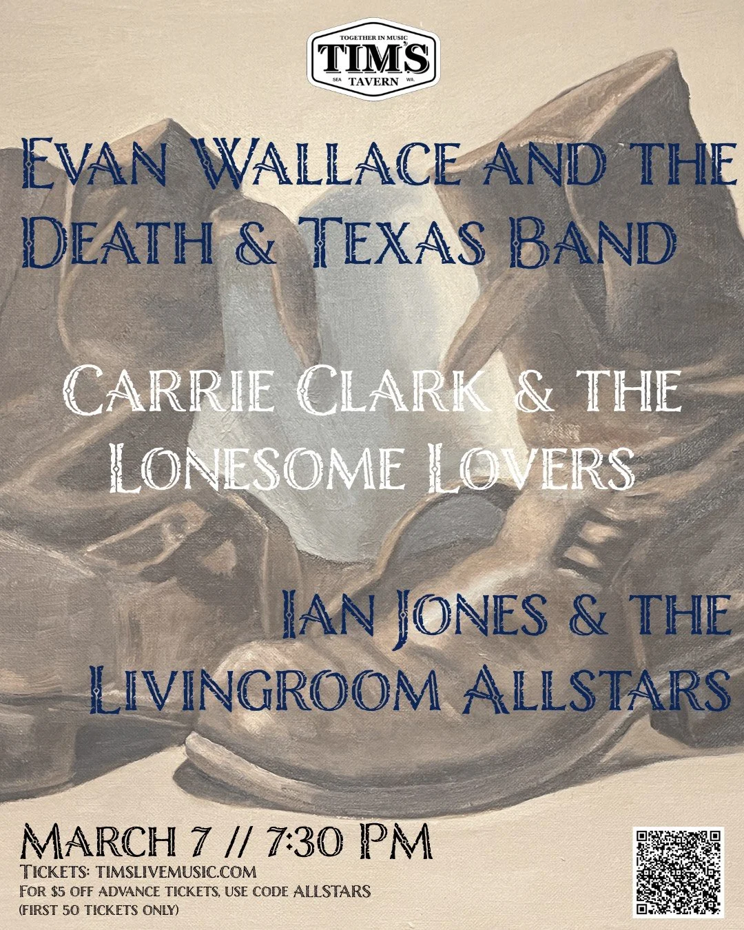 Americana, sass-a-frass, honky tonk good times at Tim’s March 7th!