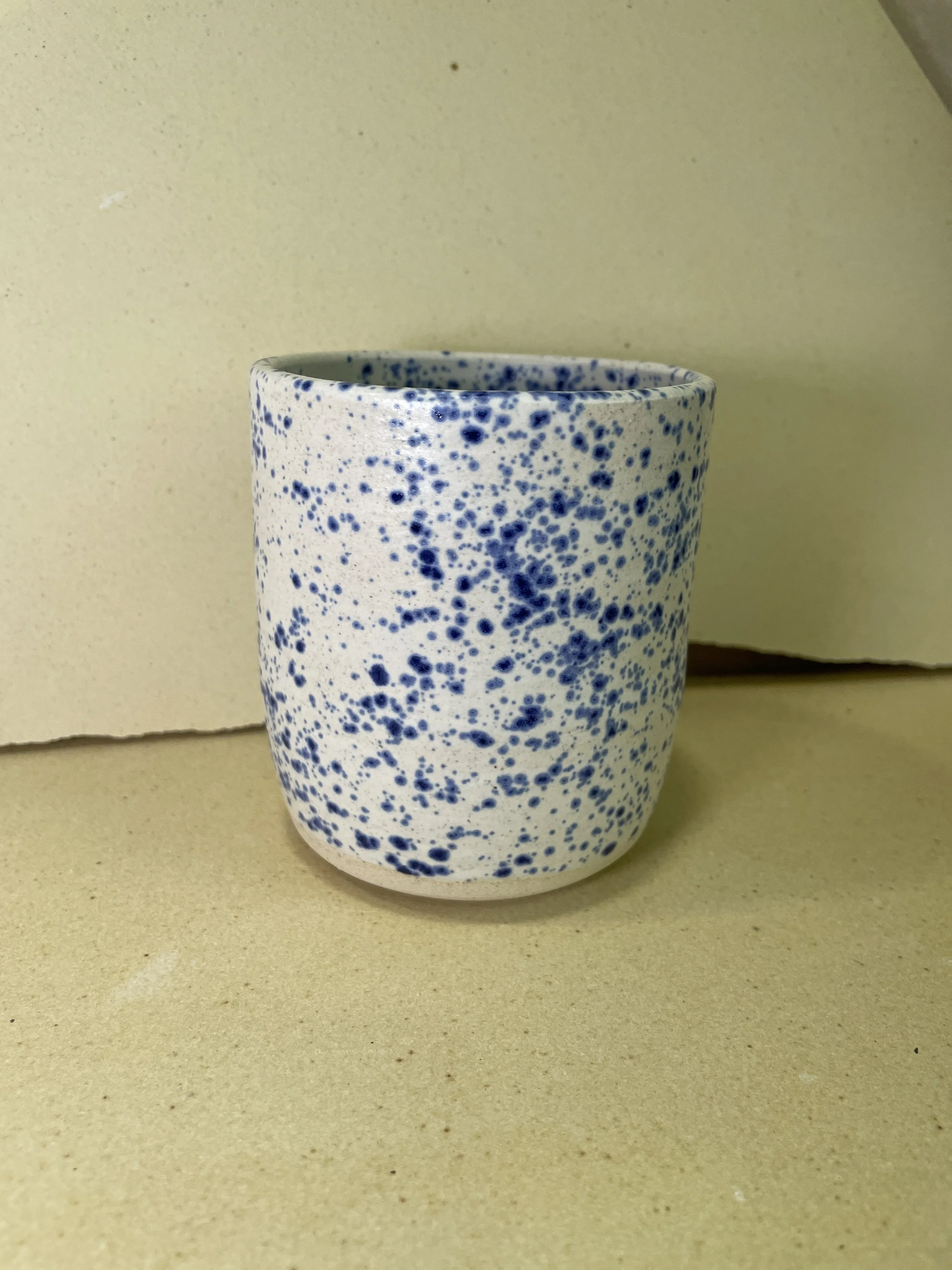 Blue Speckled Thumb Cup