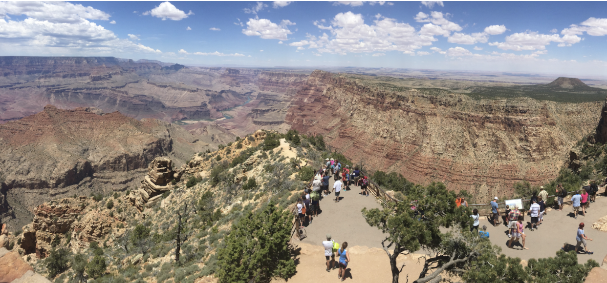 A panorama from the top of Desert View Watchtower, photo by Karen Boudreaux, 5/31/16