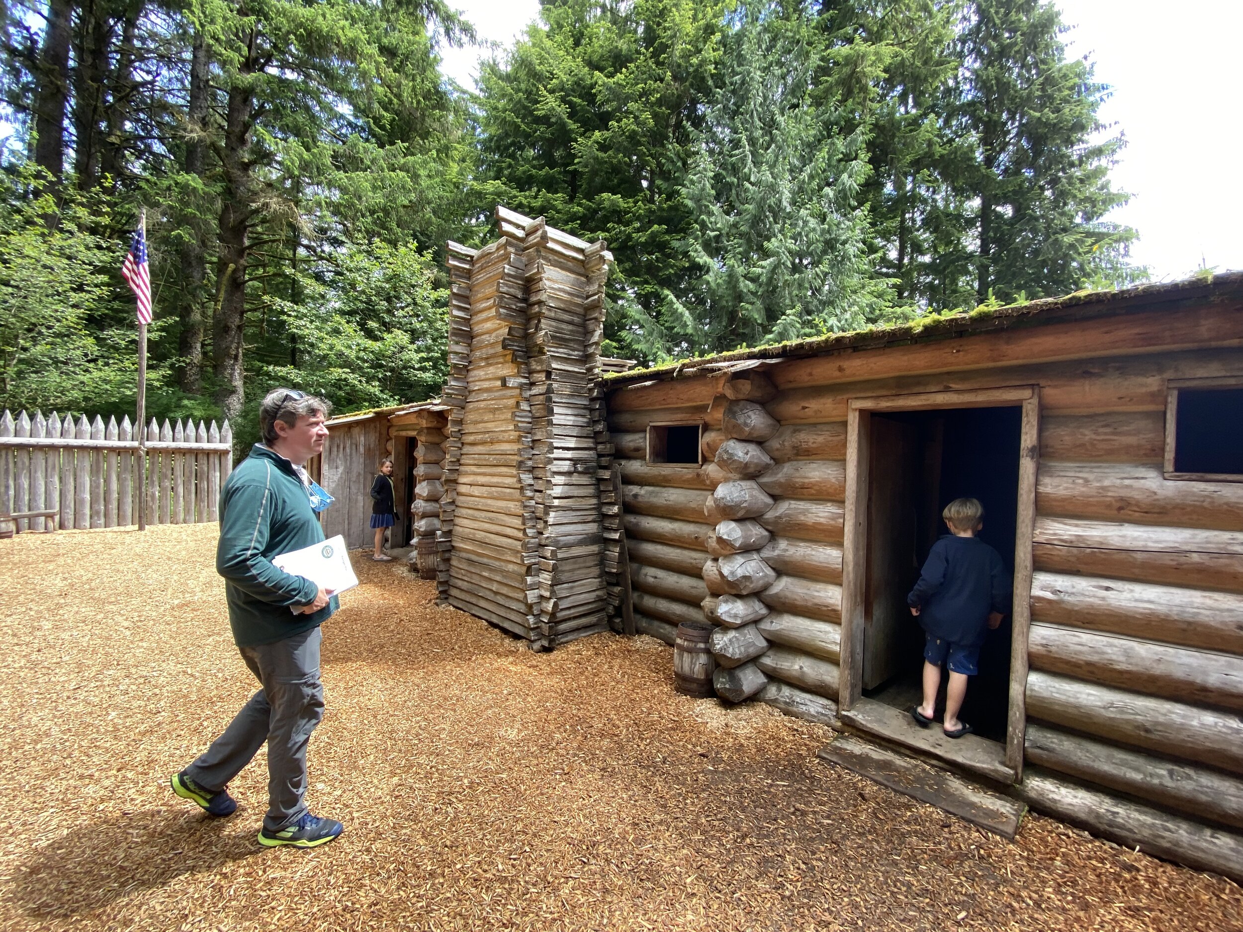 Walking into the living areas at Fort Clatsop in Lewis &amp; Clark National Historical Park.  Photo by Karen Boudreaux, June 15, 2021