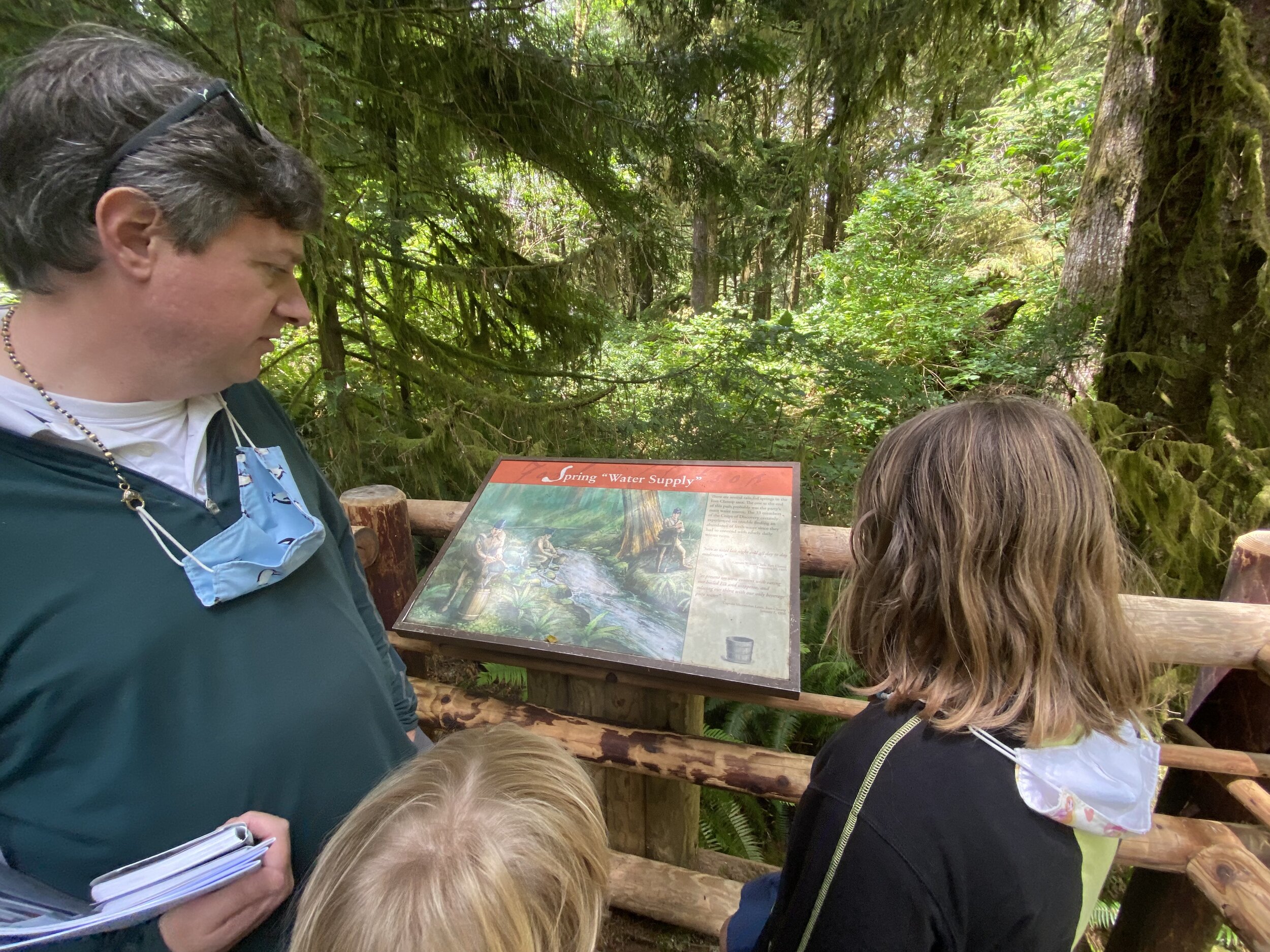 Checking out the Crops’ fresh water supply from Fort Clatsop.  Photo by Karen Boudreaux, June 15, 2021