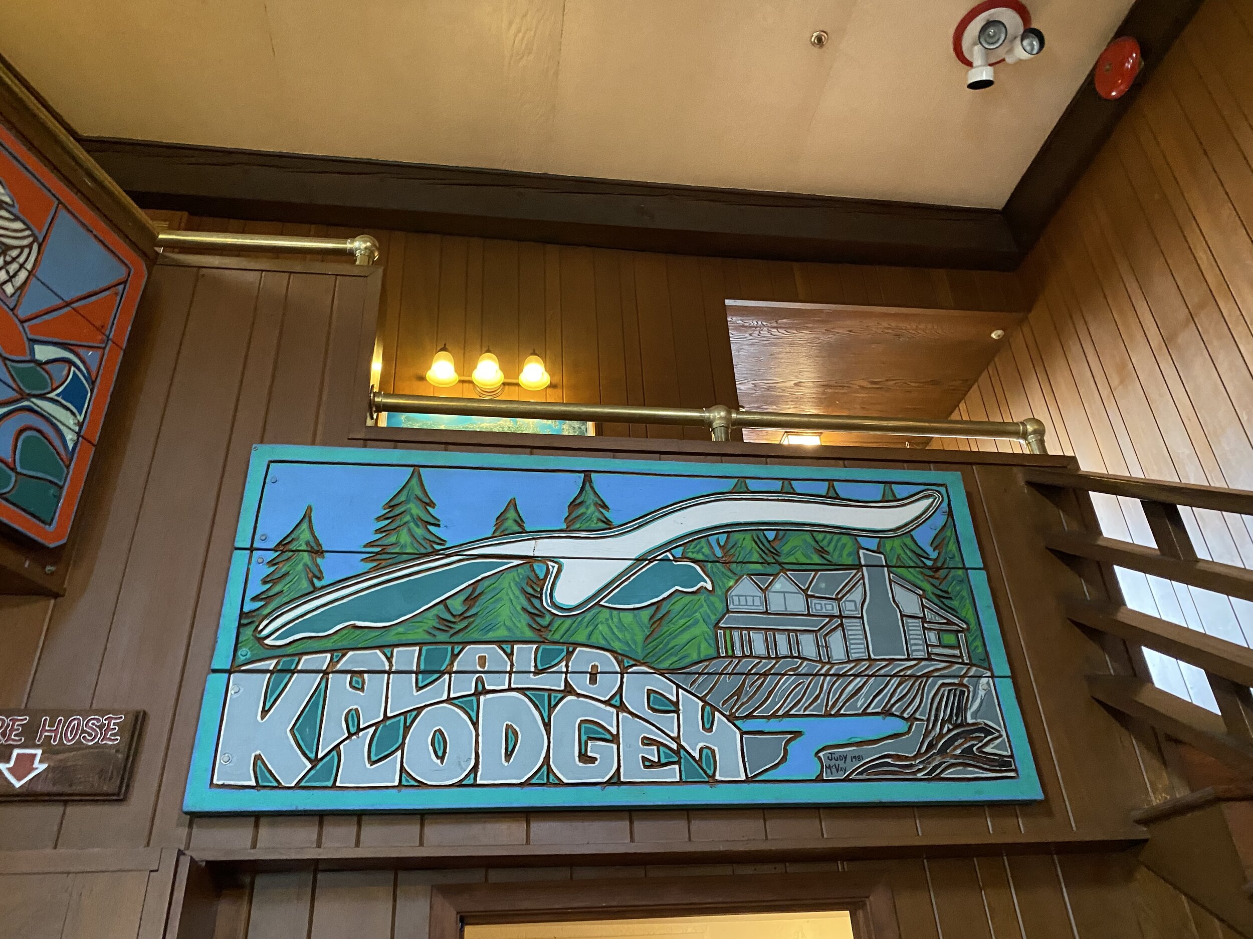 One of the beautiful mosaic signs in the lobby of Kalaloch Lodge.  Photo by Karen Boudreaux, June 17, 2021