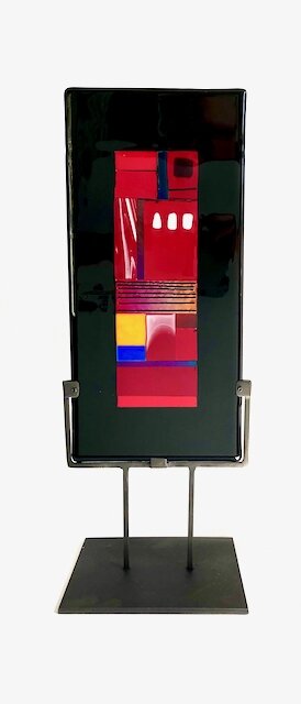 fused glass art, fused glass artist Jane Wright London Ontario hot reds