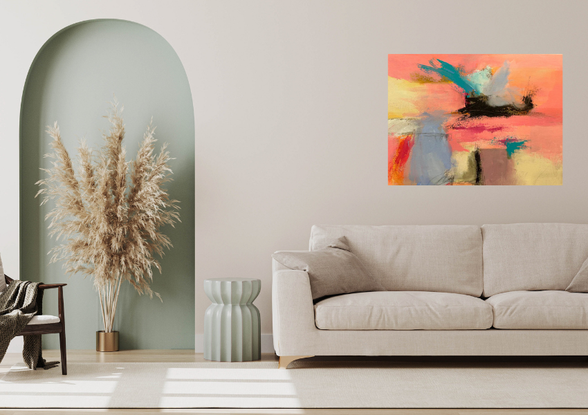 Walk at Sunrise, mixed media on canvas