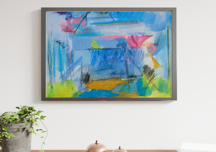 Moodscape I Cool Blue, mixed media on canvas