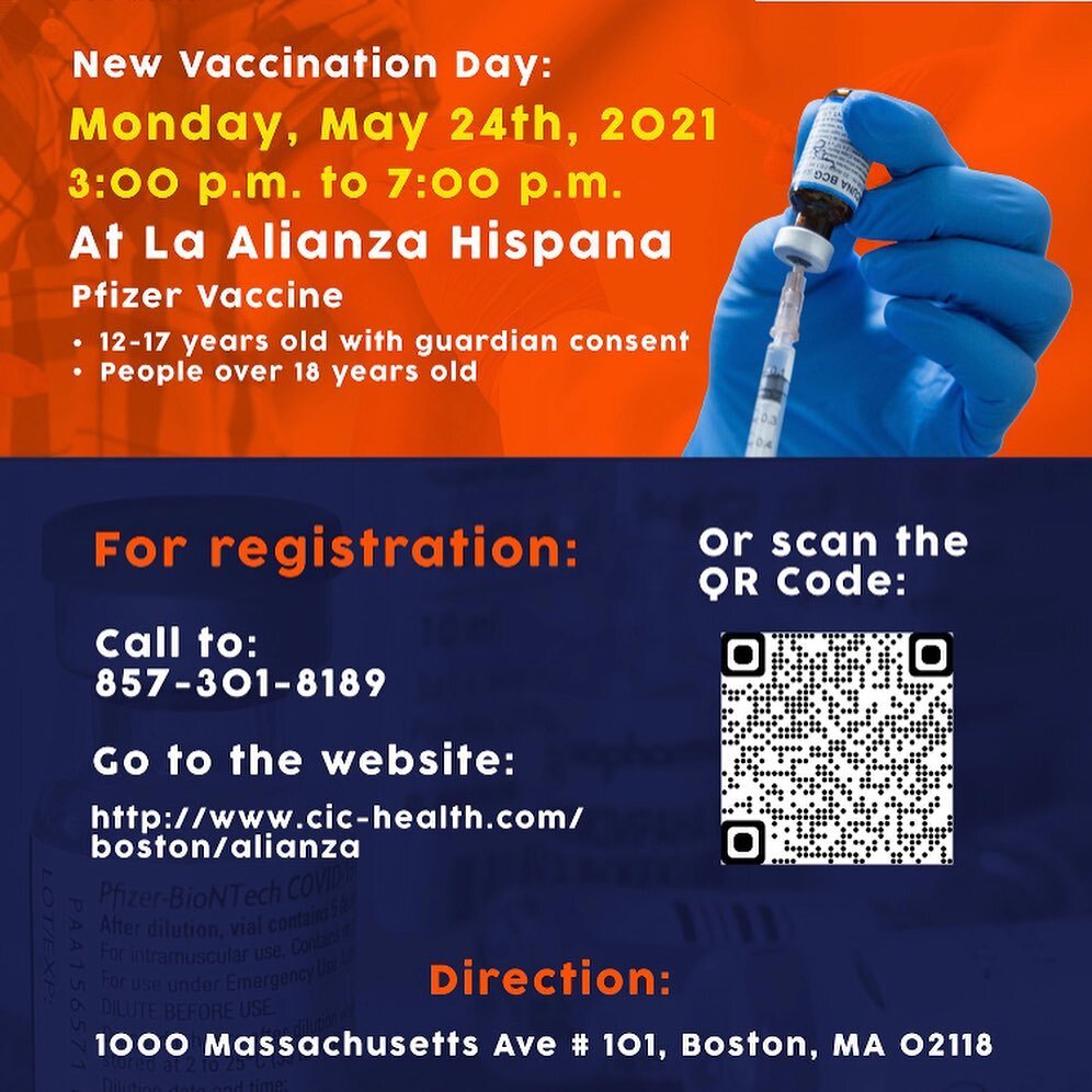 Inscr&iacute;base o vaya sin cita previa el lunes 24 de mayo a las @laalianzahispana con @latinosforeducation y @CityOfBoston  Invitamos los j&oacute;venes de 12 a&ntilde;os en adelante con el permiso de sus padres/guardianes. Trae a tu familia y a t