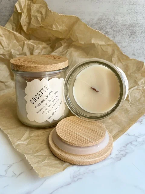 Natural Beeswax Candles - with bamboo lids