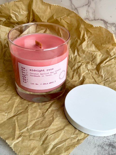 Midnight Rose Candle - wooden wick