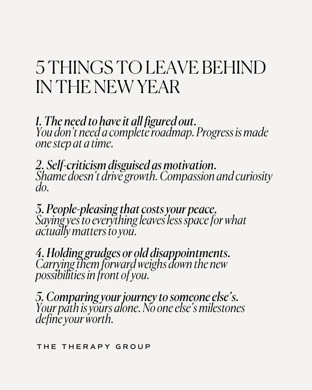 A new year doesn&rsquo;t require a new version of you. It just asks for a little clarity about what no longer serves your well-being. Letting go of comparison, self-criticism, and old emotional burdens opens space for a steadier, more grounded versio