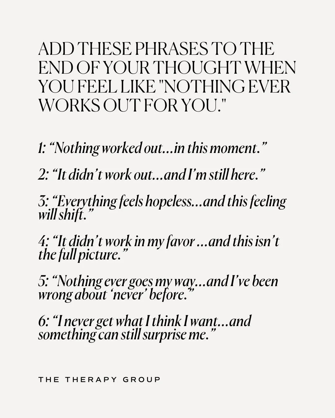 When the mind is overwhelmed, it often speaks in extremes.

Words like &ldquo;always,&rdquo; &ldquo;never,&rdquo; and &ldquo;nothing ever works out&rdquo; tend to show up during stress, not clarity.

Adding even a small amount of softness to those th