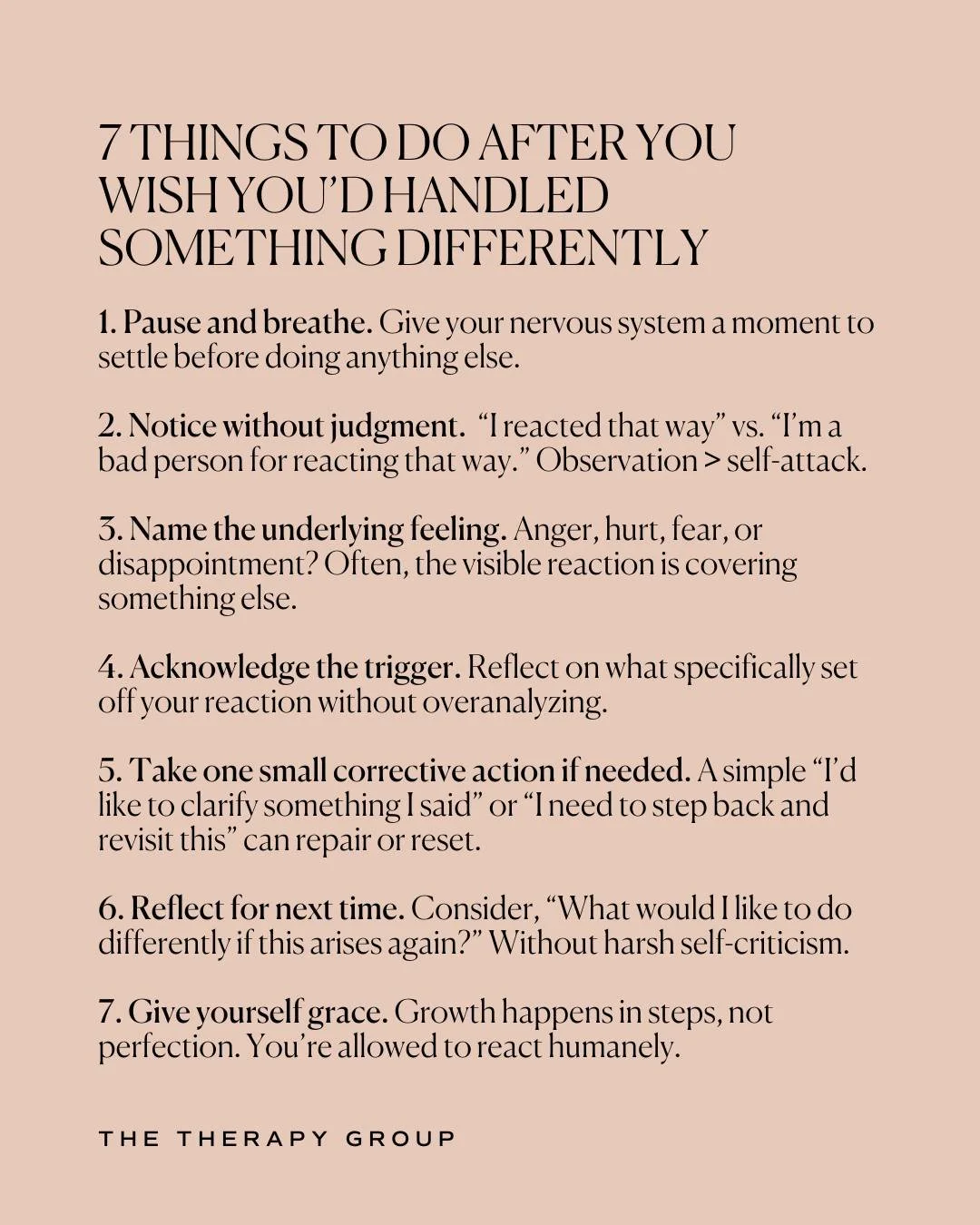 Regret can quickly turn into self-attack, but growth doesn&rsquo;t come from shame. Repair begins with slowing down, getting curious, and offering yourself the same grace you&rsquo;d offer someone you love. 

One imperfect reaction doesn&rsquo;t defi