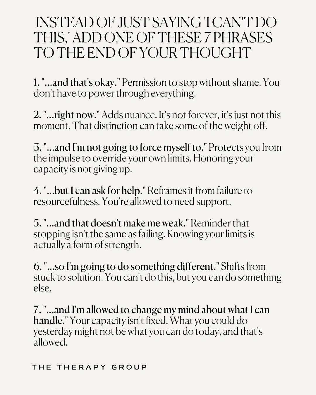When that thought shows up, it's easy to spiral into shame or self-judgment. But what if you added something to the end of it?

Not to dismiss what you're feeling, but to give yourself a little more room to breathe.
&bull;
&bull;
&bull;
If you&rsquo;