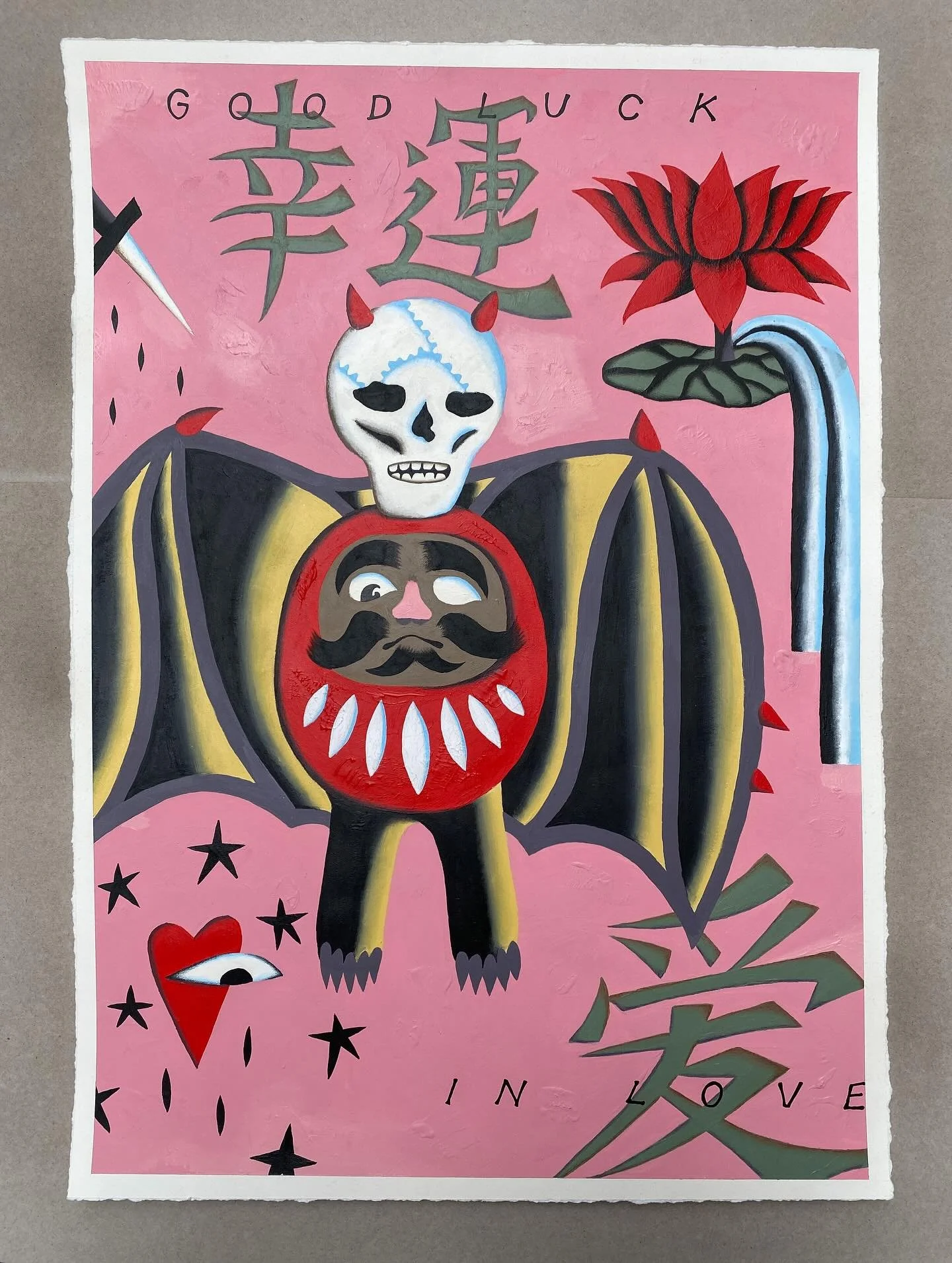 This A2 painting is my addition to the @100darumas exhibition this weekend in Perth. Put on by my beautiful friend @ayden_thomas raising money for @cancercouncil 
I wish I could be there for the opening but unfortunately can&rsquo;t make it. If you&r