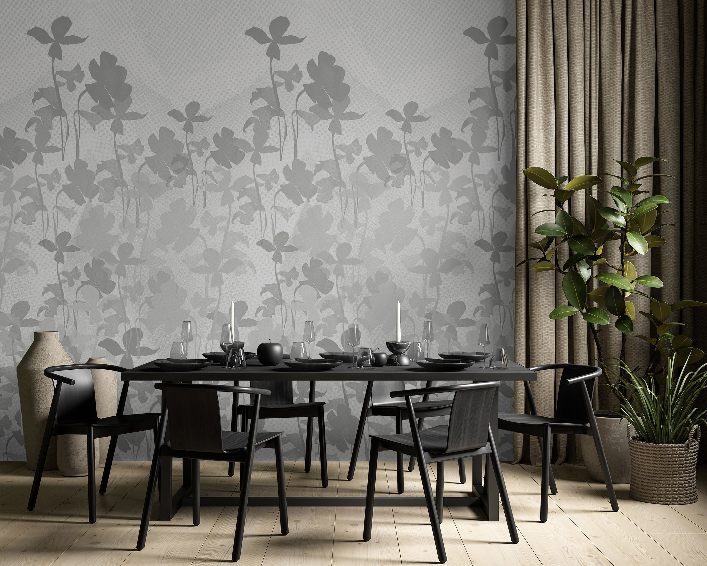 Plantae in Silver  |  Quick Ship Wallpaper