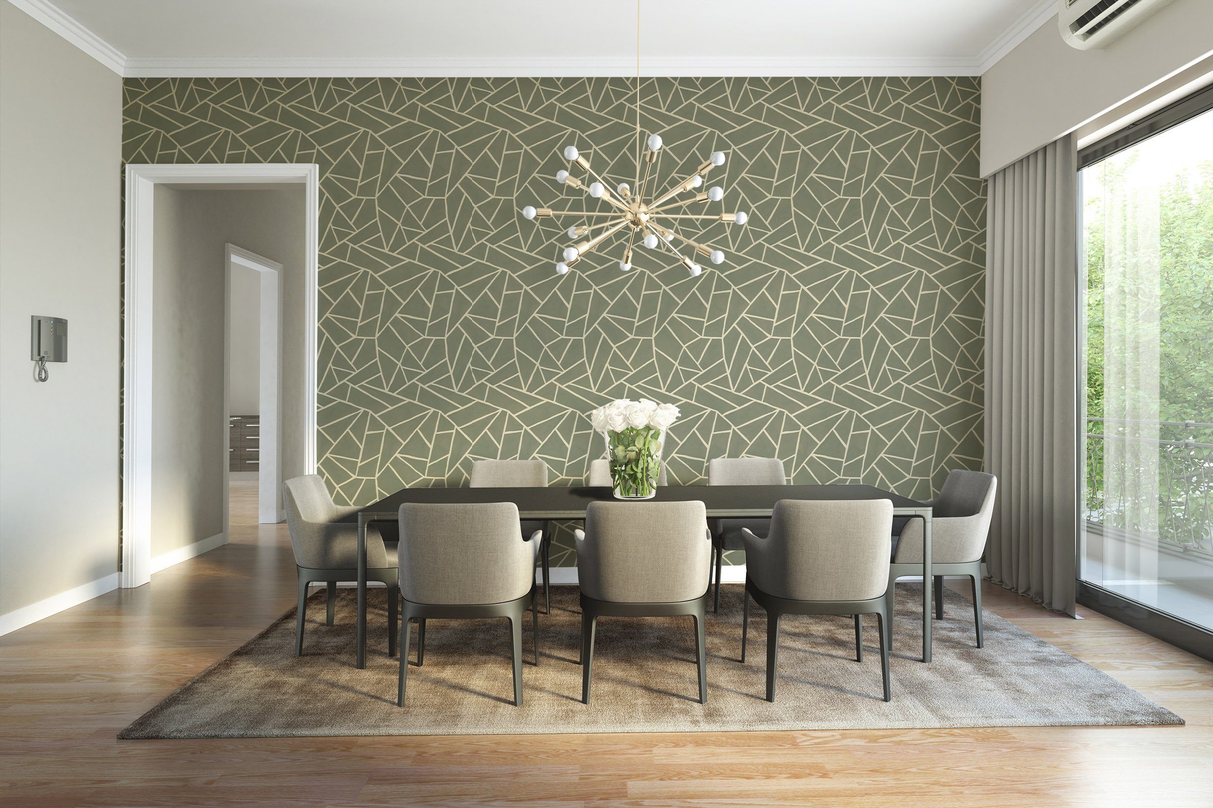 Broken Glass in Celadon  |  Quick Ship Wallpaper