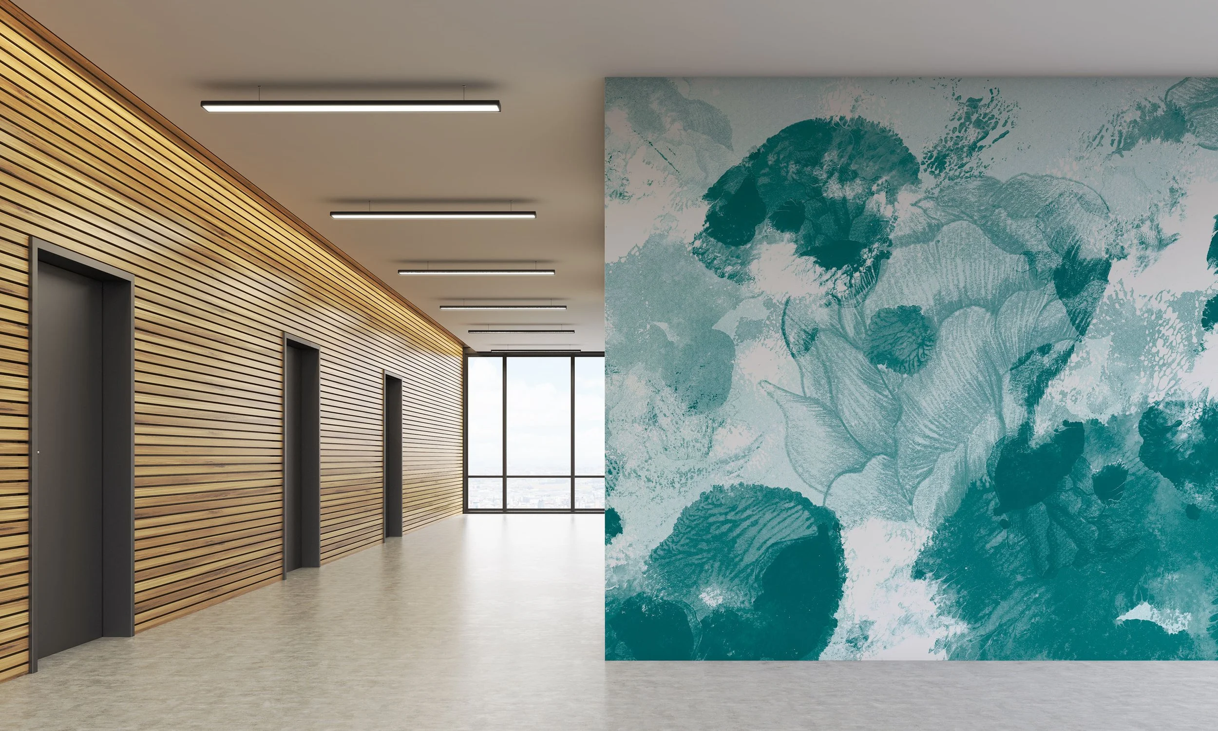 Elevate in Teal  |  Quick Ship Mural