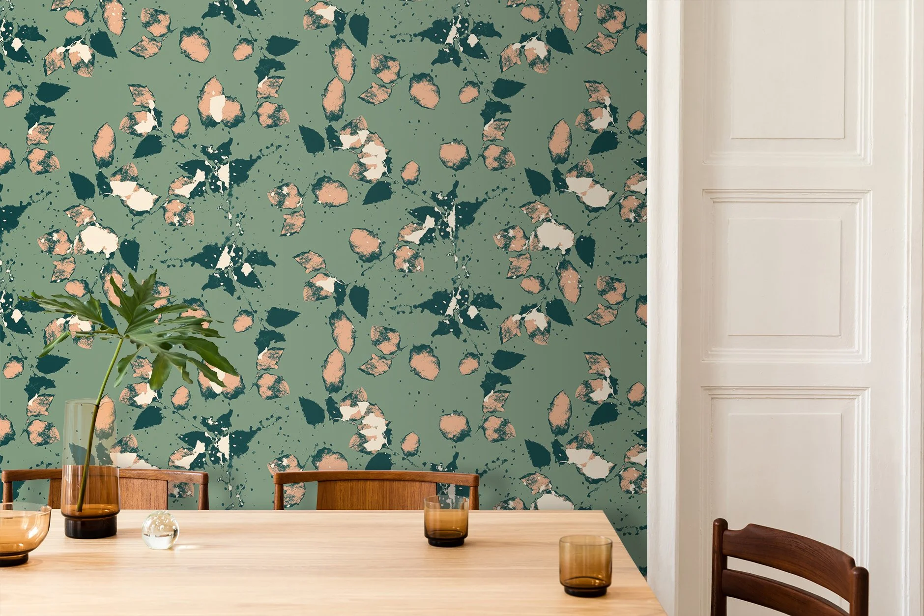 Confetti Roses in Celadon  |  Quick Ship Wallpaper