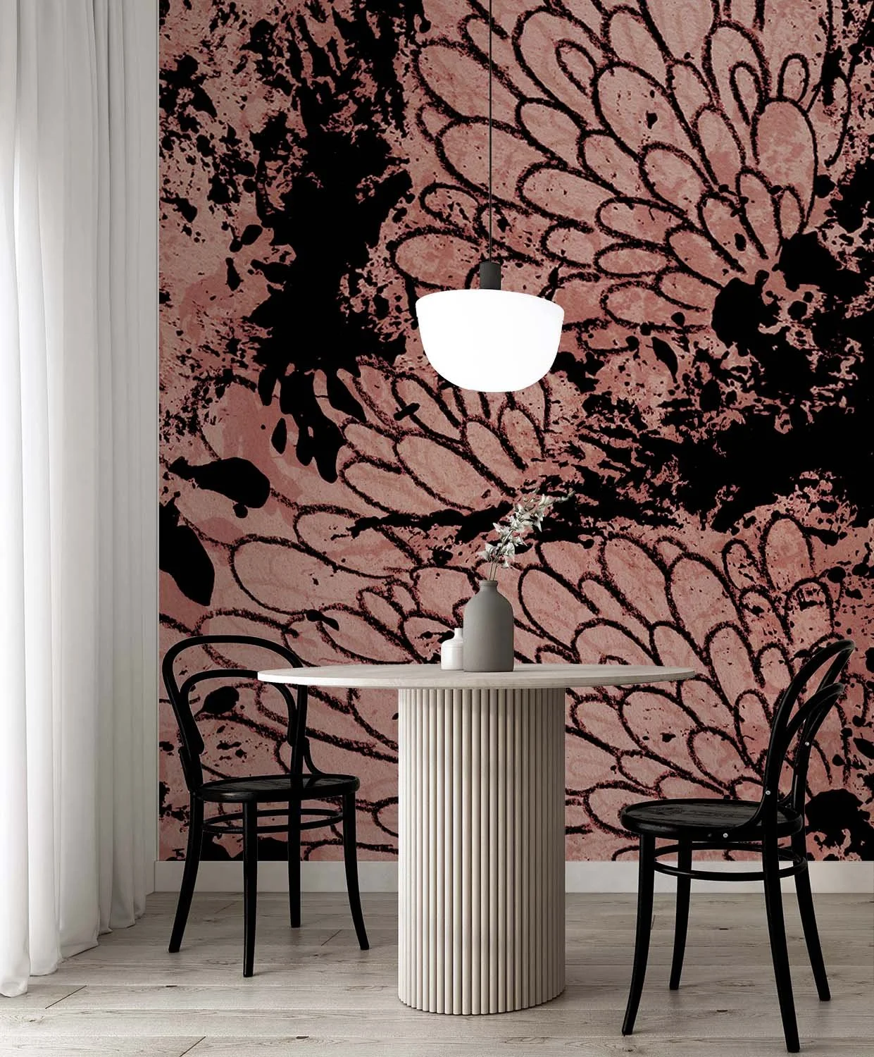 Pompon in Coral  |  Made to Measure Mural