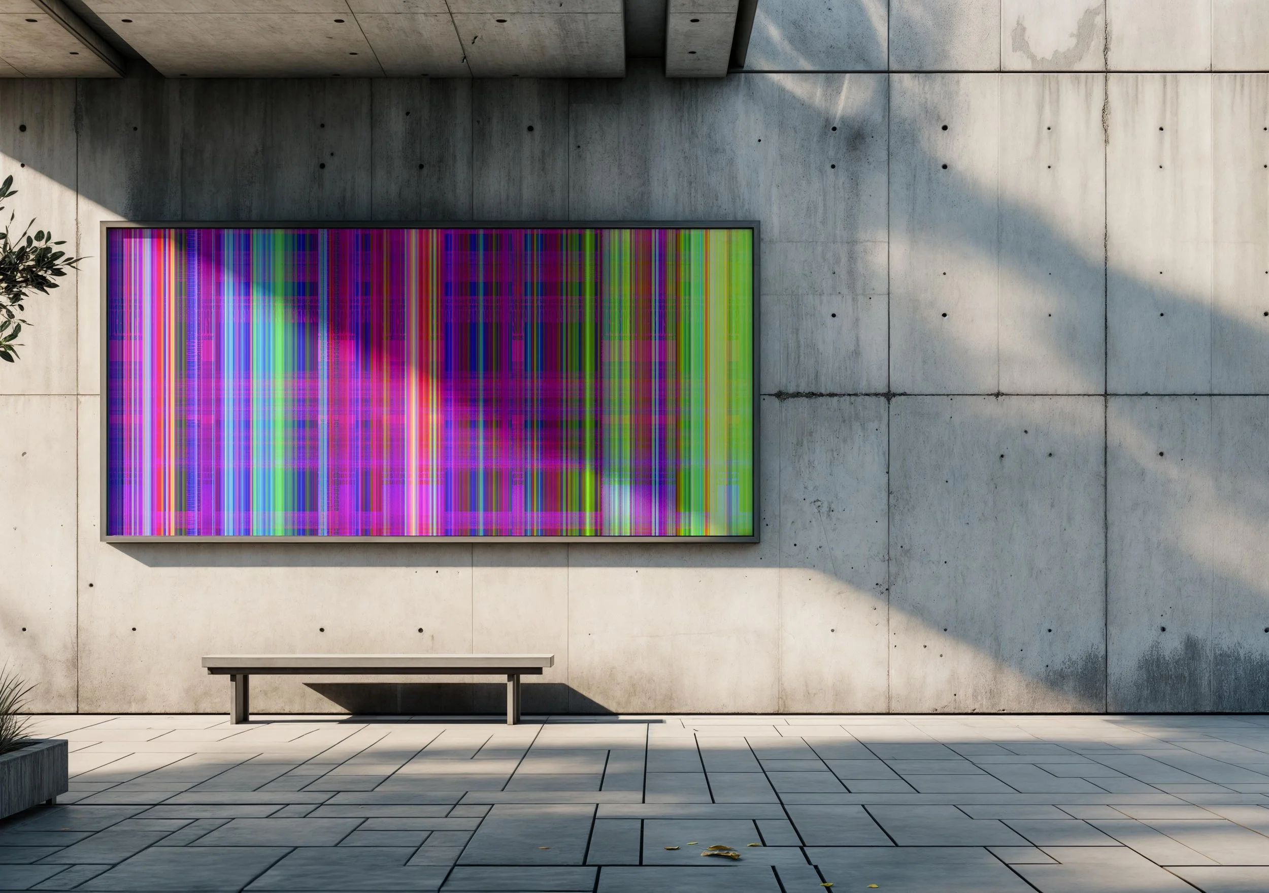 Digital Plaid in Neon  |  Quick Ship Mural