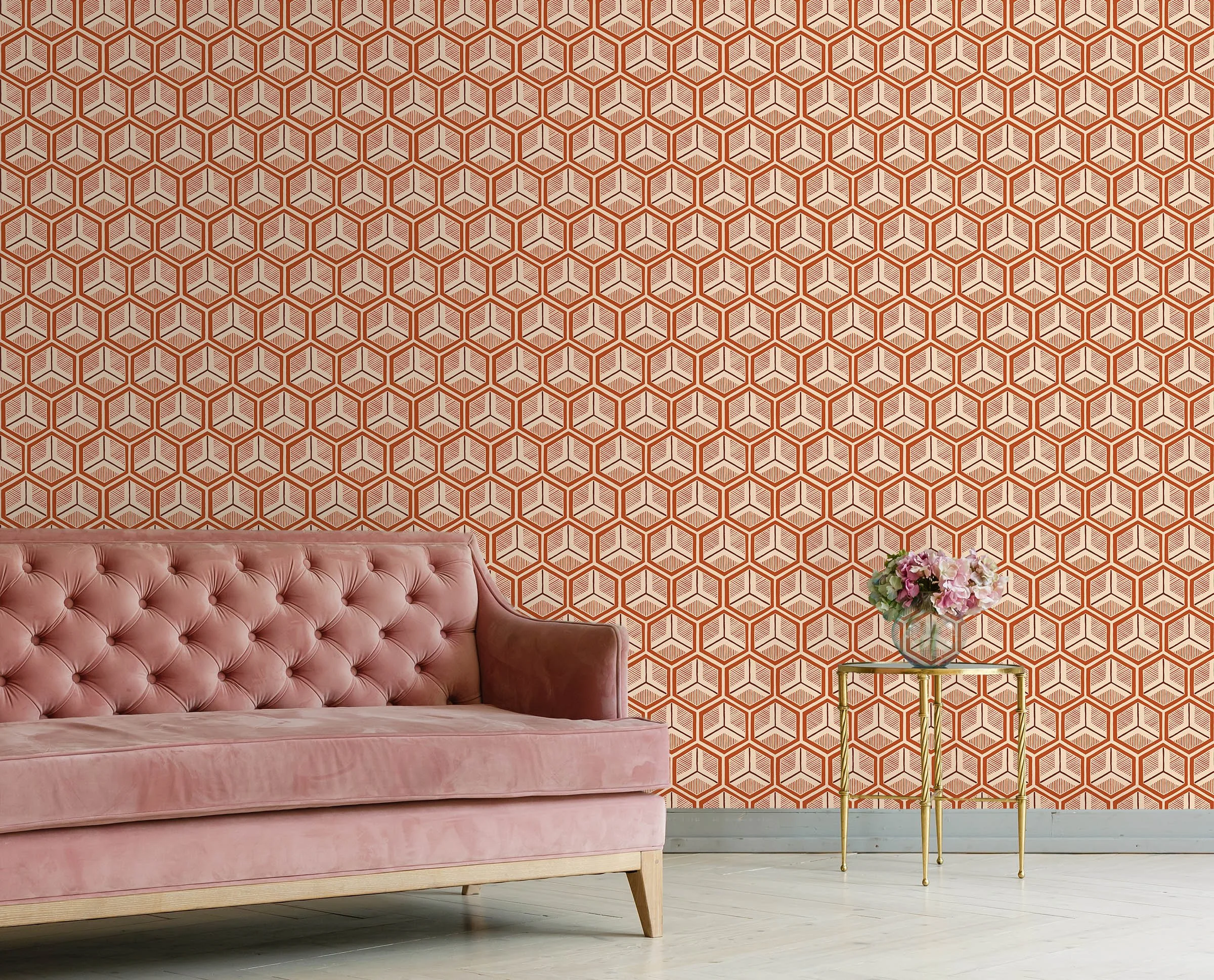 Honeycomb in Flamme  |  Quick Ship Wallpaper