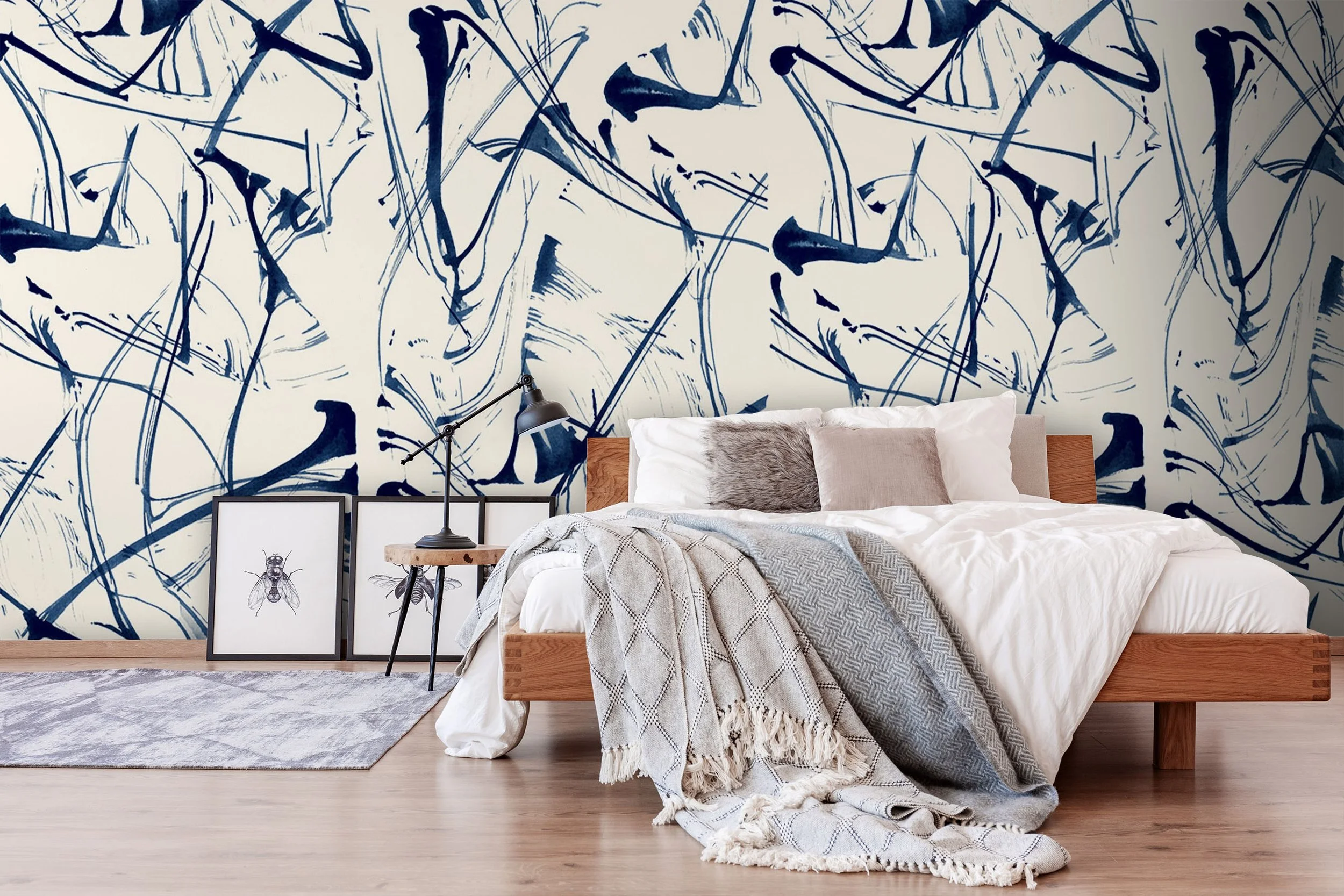 Brushstrokes in Indigo  |  Quick Ship Wallpaper